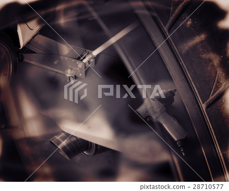 Double exposure. Service repairing for car  28710577