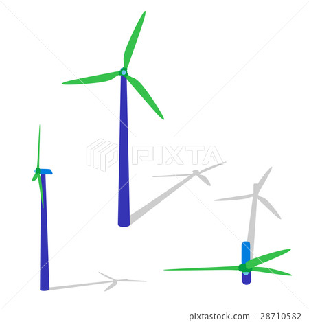 Wind turbin set.Isolated on white background. 28710582