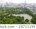 park with cityscape in the morning in Bangkok 28711194