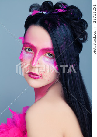 Ethnic Style Portrait. Woman with Art Makeup 28711251