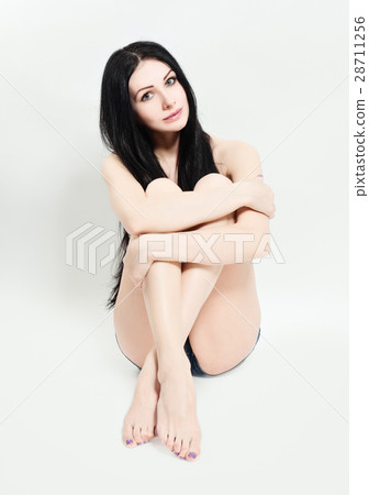 Beauty Portrait of Cute Girl with Slim Legs 28711256