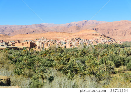 View city of Tinghir city and oasis. Morocco 28711364