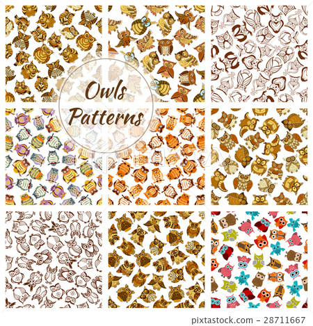 Owl seamless pattern background with brown bird 28711667