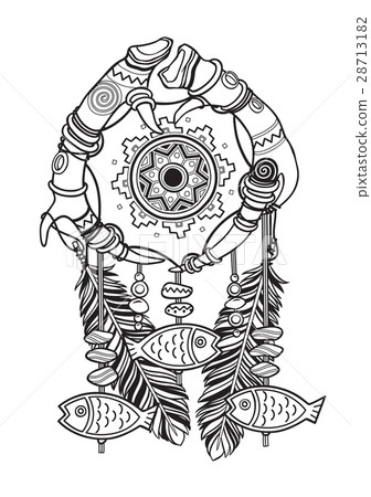 Indian dream catcher with ethnic ornaments and Indian dream catcher with ethnic ornaments and 28713182