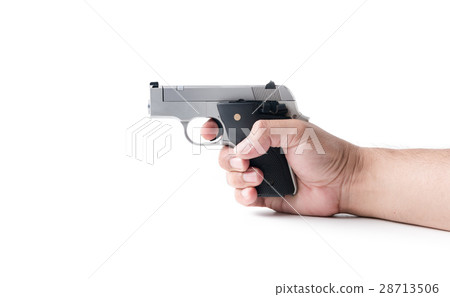 small automatic gun in hand man isolated 28713506