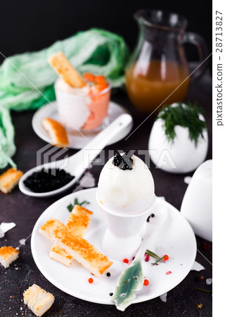 delicious breakfast with boiled eggs delicious breakfast with boiled eggs 28713827