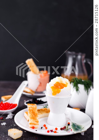 delicious breakfast with boiled eggs 28715126