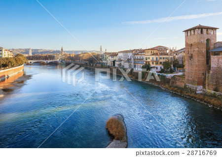 Old Verona town, view on river 28716769
