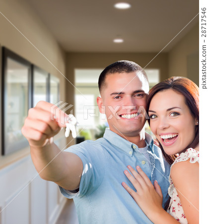 Military Couple with House Keys Inside Hallway Military Couple with House Keys Inside Hallway 28717546