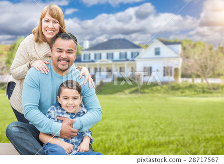 Mixed Race Family Portrait In Front of House 28717567