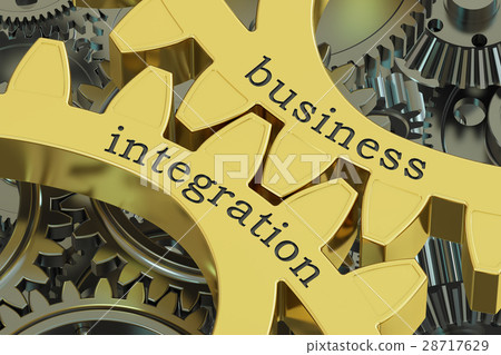 business integration concept on the gearwheels business integration concept on the gearwheels 28717629