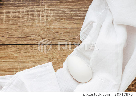Chicken eggs on a white napkin 28717976