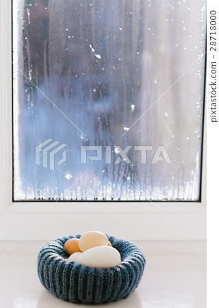 chicken eggs in blue nest chicken eggs in blue nest 28718000