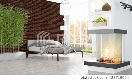 Modern bright interior . 3D rendering Modern bright interior . 3D rendering 28719694