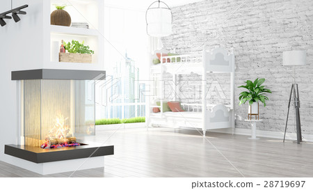Modern bright interior . 3D rendering 28719697