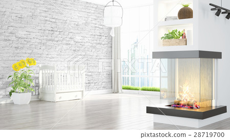 Modern bright interior . 3D rendering Modern bright interior . 3D rendering 28719700