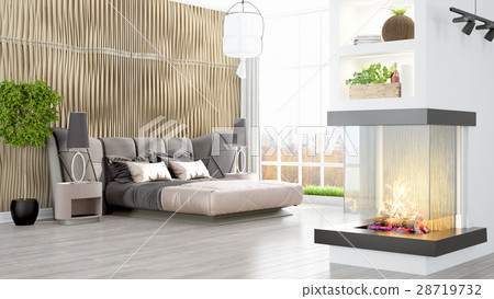 Modern bright interior . 3D rendering 28719732