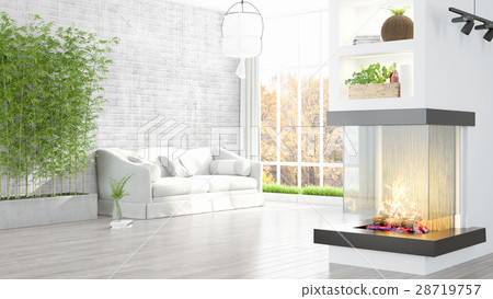 Modern bright interior . 3D rendering Modern bright interior . 3D rendering 28719757