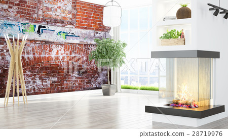 Modern bright interior . 3D rendering Modern bright interior . 3D rendering 28719976