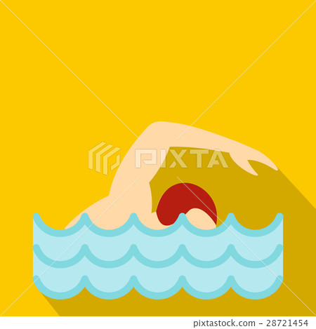 Swimmer crawling in pool icon, flat style Swimmer crawling in pool icon, flat style 28721454
