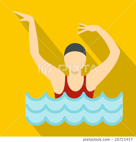 Dancing figure in a swimming pool icon, flat style 28721457