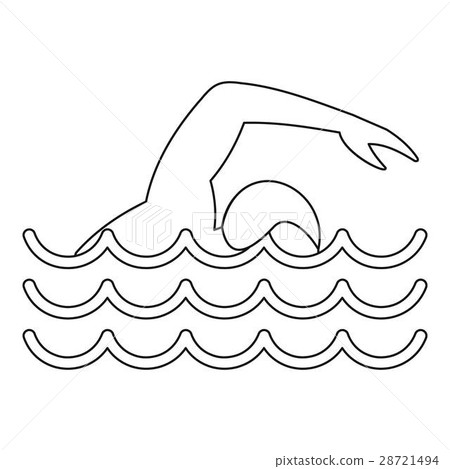 Man swimming the front crawl in a pool icon 28721494