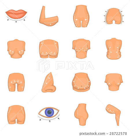 Plastic surgeon icons set, cartoon style Plastic surgeon icons set, cartoon style 28722578