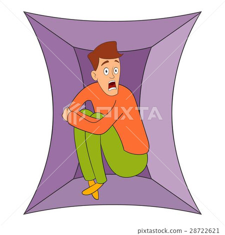 Fear of closed spaces icon, cartoon style 28722621
