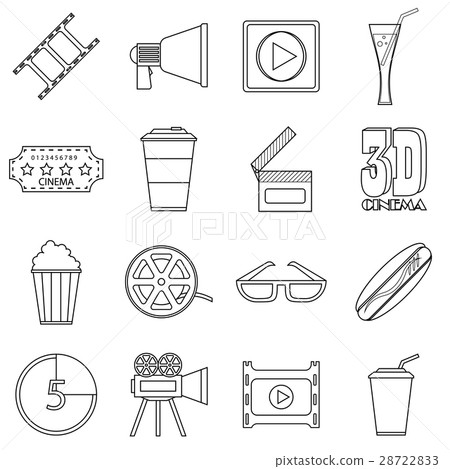 Movie items icons set, outline style 28722833