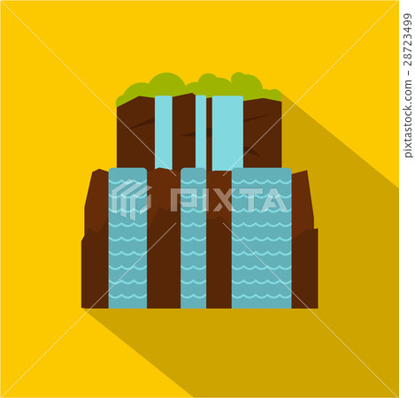 Iguassu Falls icon, flat style Iguassu Falls icon, flat style 28723499