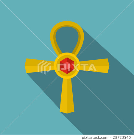 Golden Ankh symbol icon, flat style 28723540