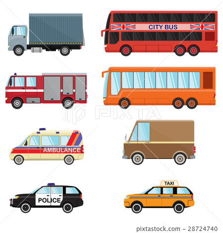 City transport set taxi, bus, truck, minibus, car 28724740