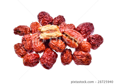 Dried red date or Chinese jujube on white  28725940