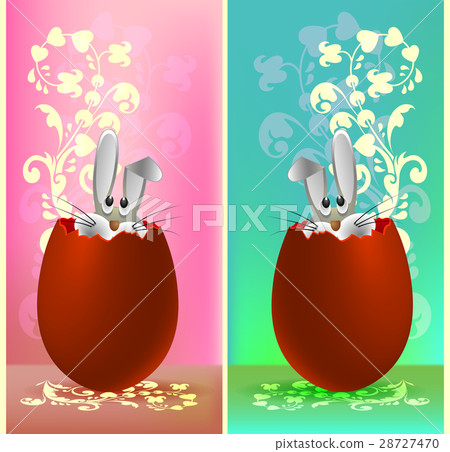 set of designs for the Easter rabbit in the egg 28727470