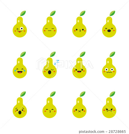 Pear modern flat emoticon set Pear modern flat emoticon set 28728665