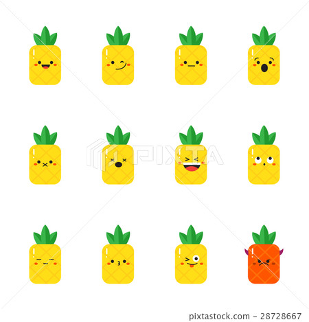 Pineapple modern flat emoticon set 28728667