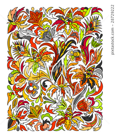 Ethnic colored floral zentangle, doodle background 28729222