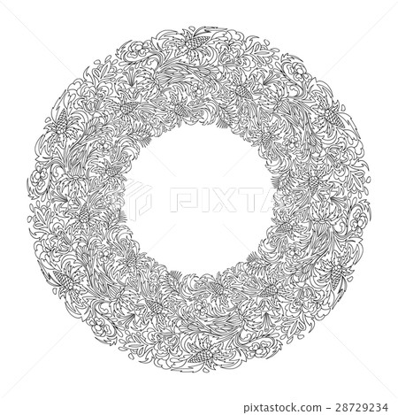 Bridal wreath of fantasy flowers and leaves. 28729234