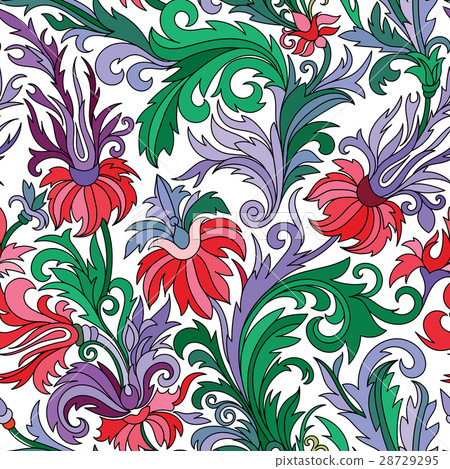 Doodle colorful pastel floral hand draw seamless Doodle colorful pastel floral hand draw seamless 28729295