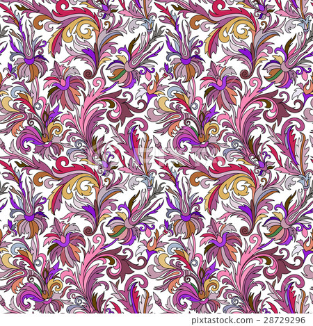 Doodle colorful pastel floral hand draw seamless Doodle colorful pastel floral hand draw seamless 28729296