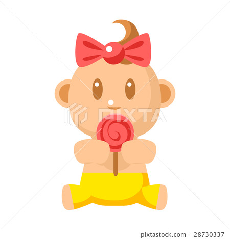 Small Happy Baby Girl In Yellow Pants Eating A Small Happy Baby Girl In Yellow Pants Eating A 28730337