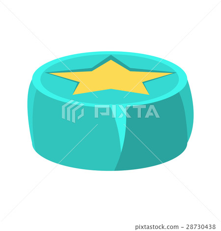 Round Beanbag Chair In Blue Color With Yellow Star 28730438