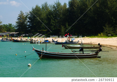Boat at beach and blue sky 28730911