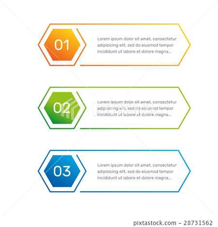Infographic hexagon shape colorful numbers from 1 Infographic hexagon shape colorful numbers from 1 28731562