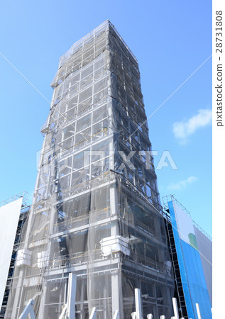 Exterior Glass elevator building under construction Exterior Glass elevator building under construction 28731808