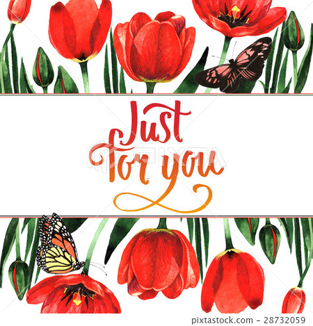 Wildflower tulip flower frame in a watercolor Wildflower tulip flower frame in a watercolor 28732059