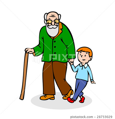 Grandfather with grandson. Funny old man  28733029