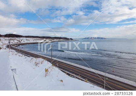 冬季路228號和津輕海峽 28733126