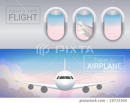 airplane window, the tourist banner. Airplane in 28733304