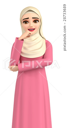 3D例證 - hjab的伊斯蘭教的婦女有麻煩 3D例證 - hjab的伊斯蘭教的婦女有麻煩 28733689